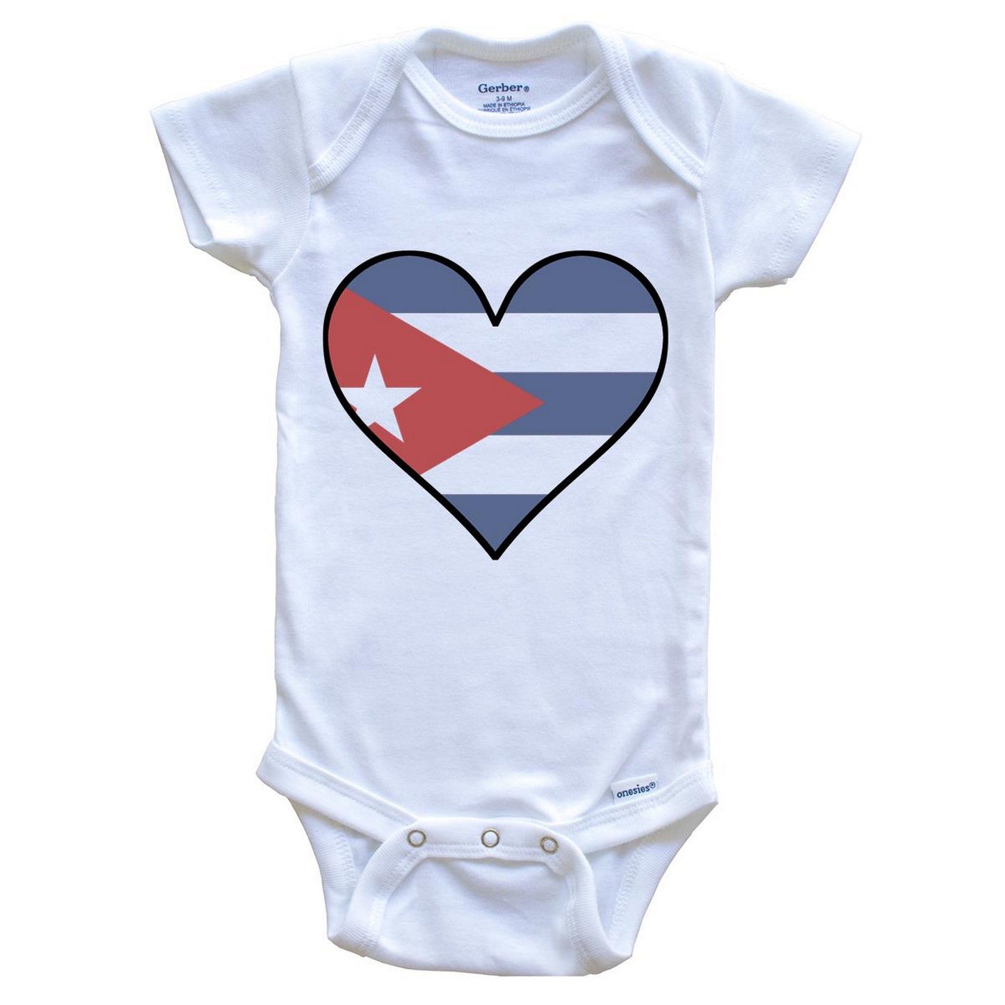 Cuban Flag Onesie - Cute Cuban Flag Heart - Cuba Baby Bodysuit