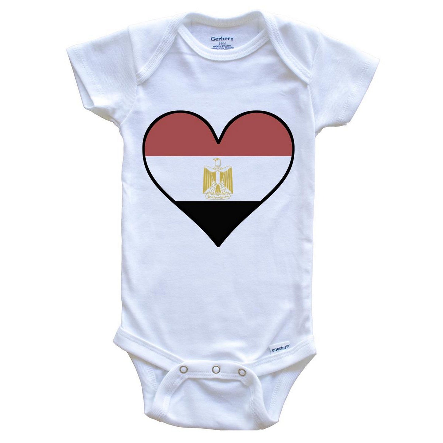 Egyptian Flag Onesie - Cute Egyptian Flag Heart - Egypt Baby Bodysuit