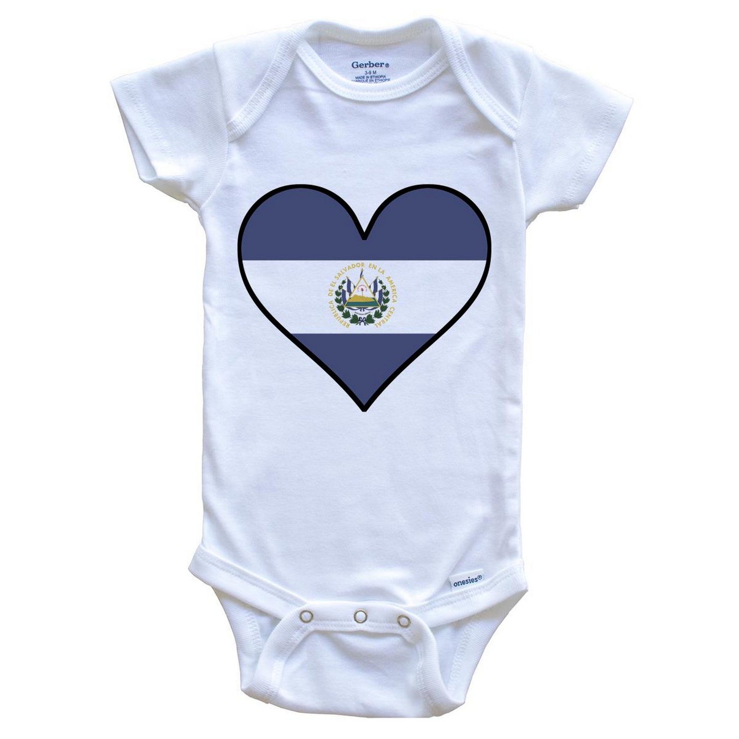 Salvadorian Flag Onesie - Cute Salvadorian Flag Heart - El Salvador Baby Bodysuit