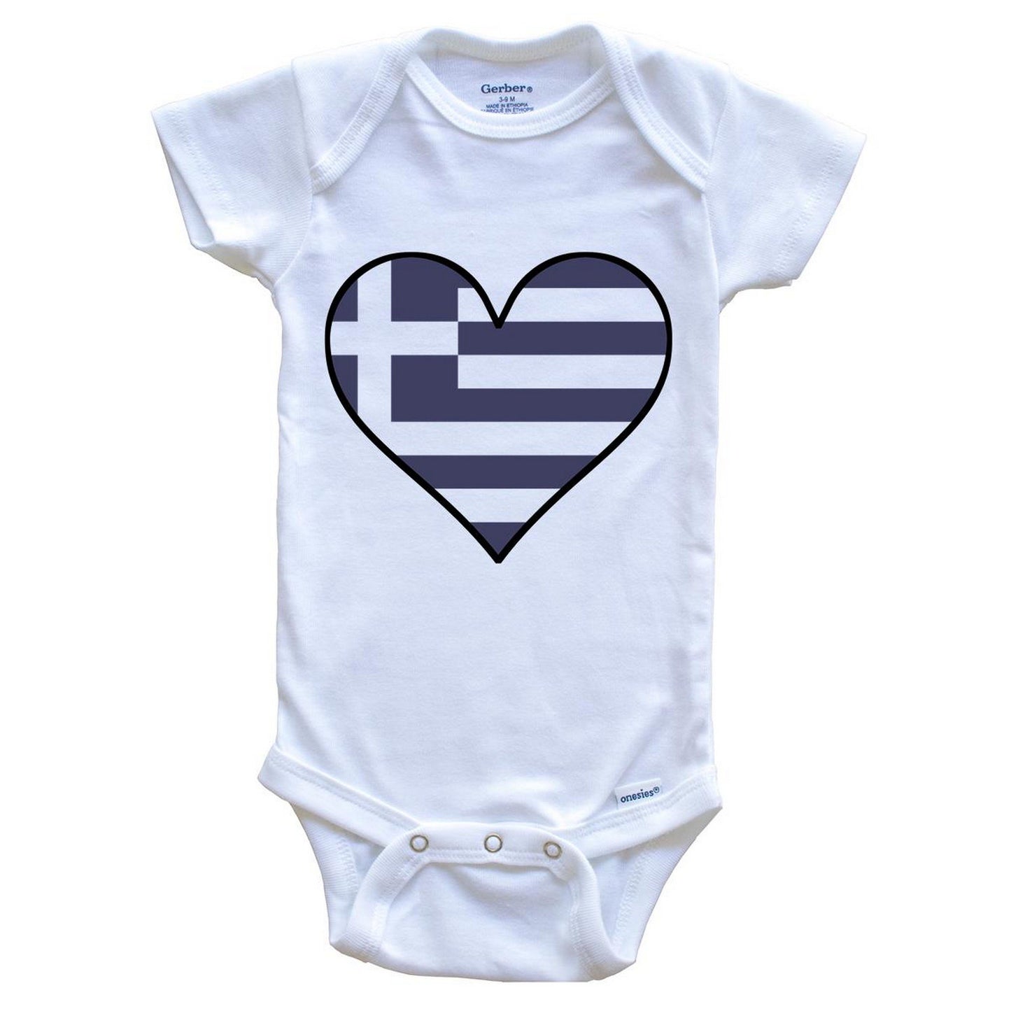 Greek Flag Onesie - Cute Greek Flag Heart - Greece Baby Bodysuit