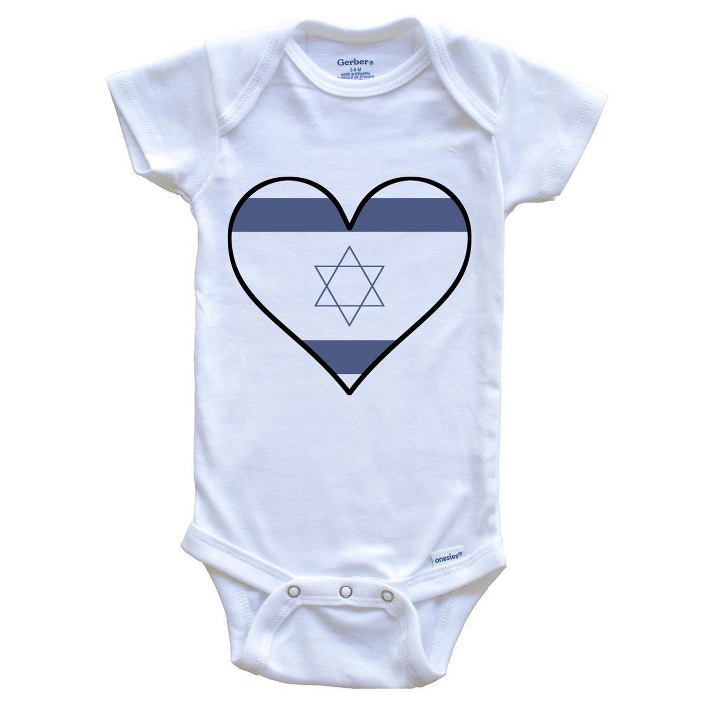 Israeli Flag Onesie - Cute Israeli Flag Heart - Israel Baby Bodysuit