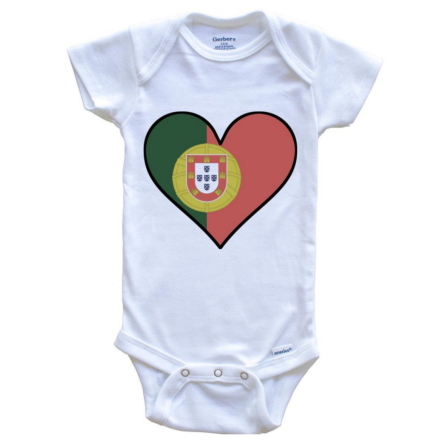 Portuguese Flag Onesie - Cute Portuguese Flag Heart - Portugal Baby Bodysuit