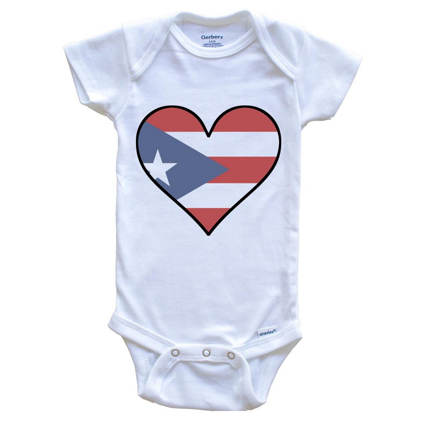 Puerto Rican Flag Onesie - Cute Puerto Rican Flag Heart - Puerto Rico Baby Bodysuit