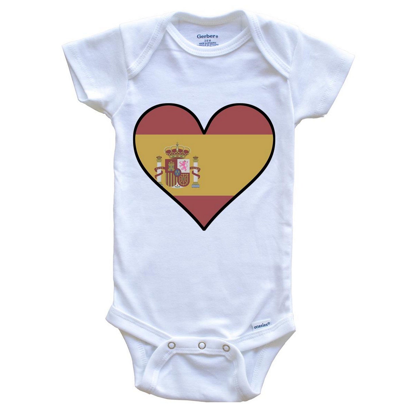 Spanish Flag Onesie - Cute Spanish Flag Heart - Spain Baby Bodysuit