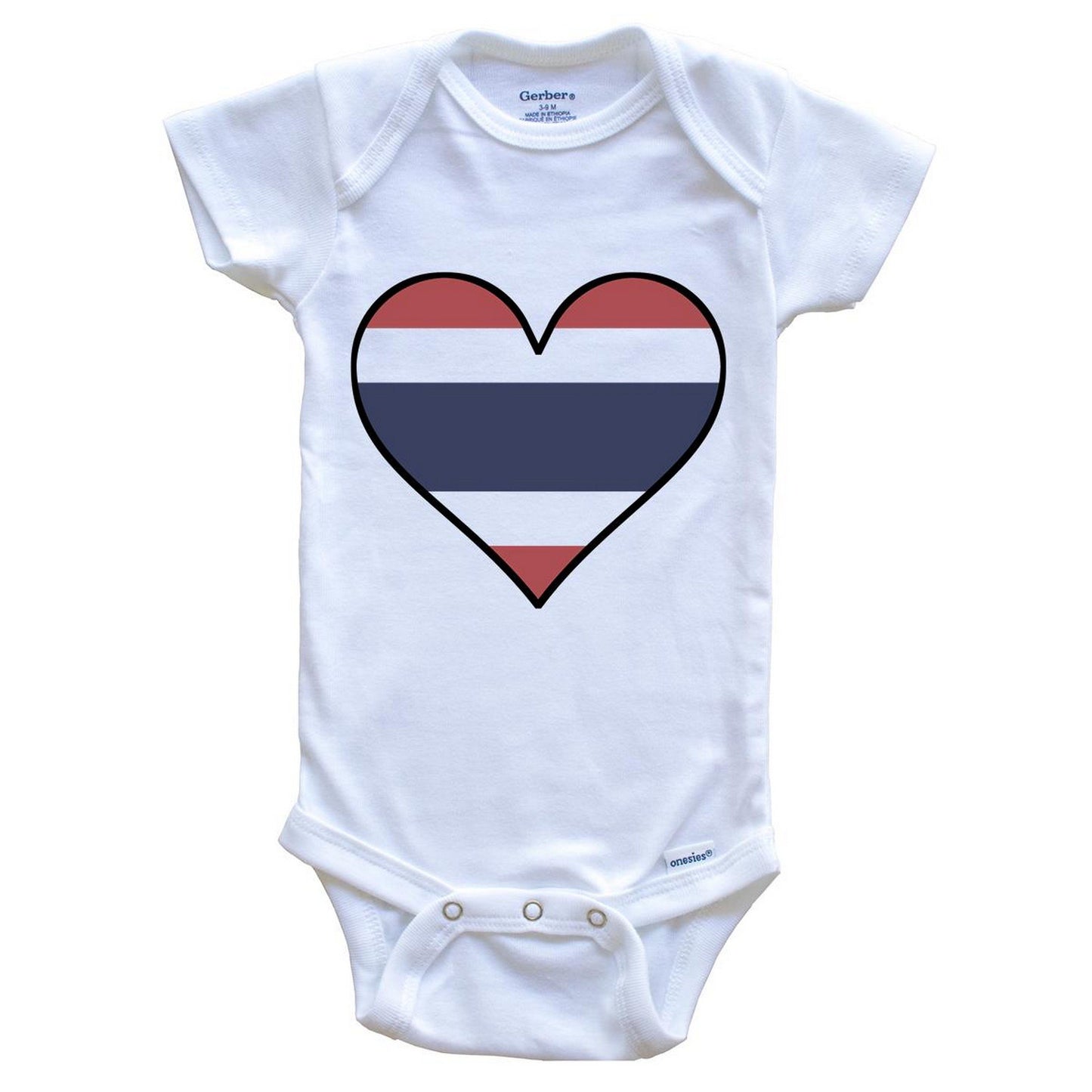 Thai Flag Onesie - Cute Thai Flag Heart - Thailand Baby Bodysuit