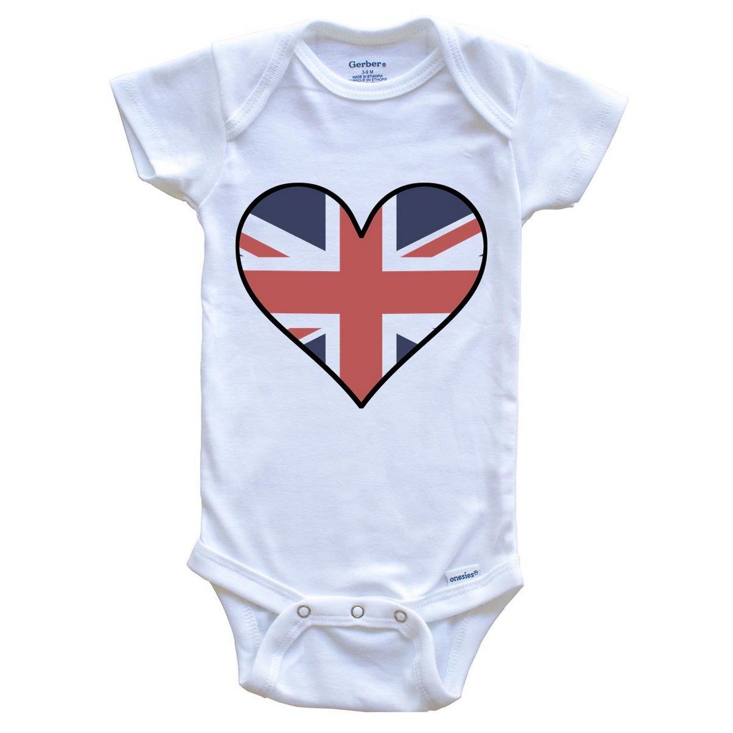 British Flag Onesie - Cute British Flag Heart - United Kingdom Baby Bodysuit