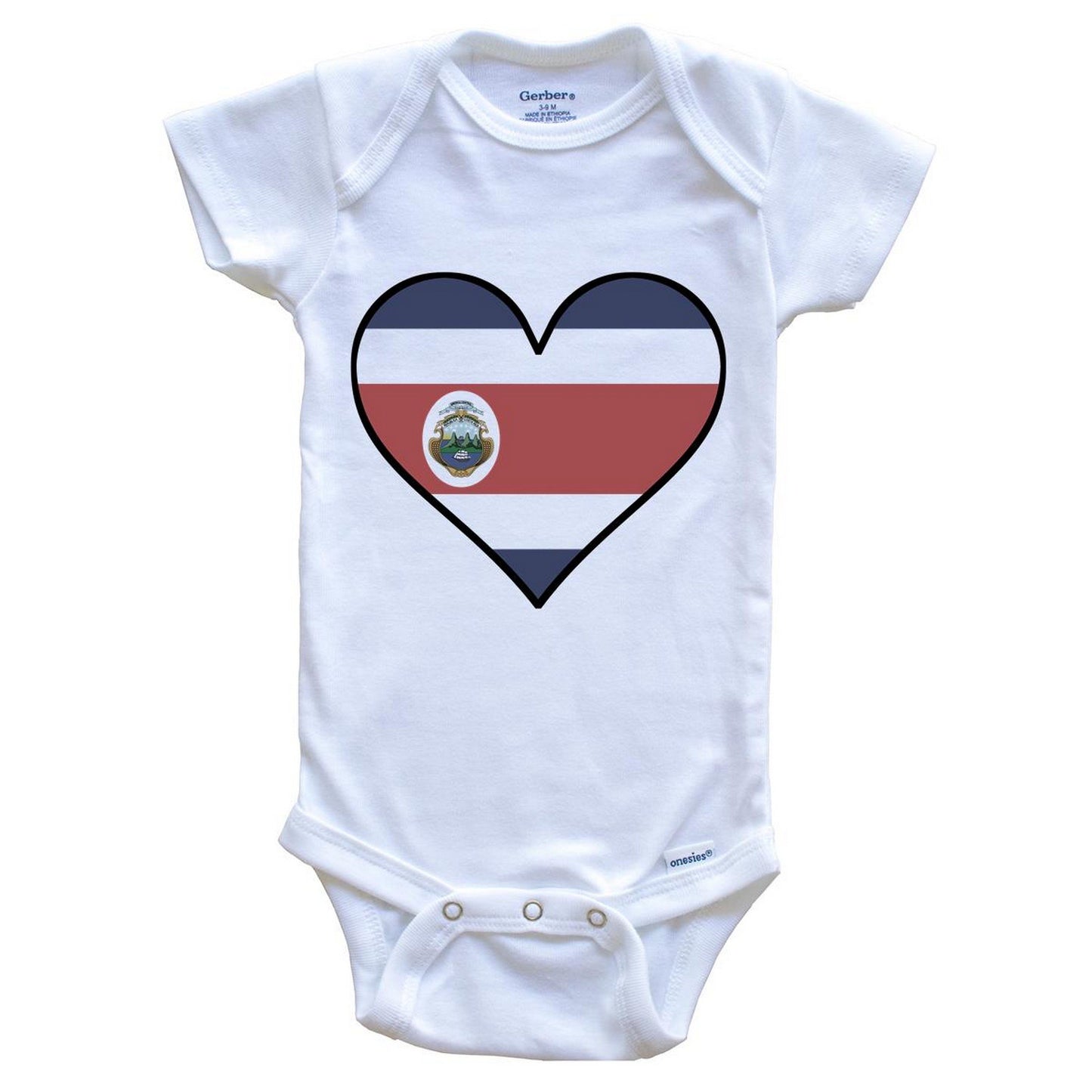 Costa Rican Flag Onesie - Cute Costa Rican Flag Heart - Costa Rica Baby Bodysuit