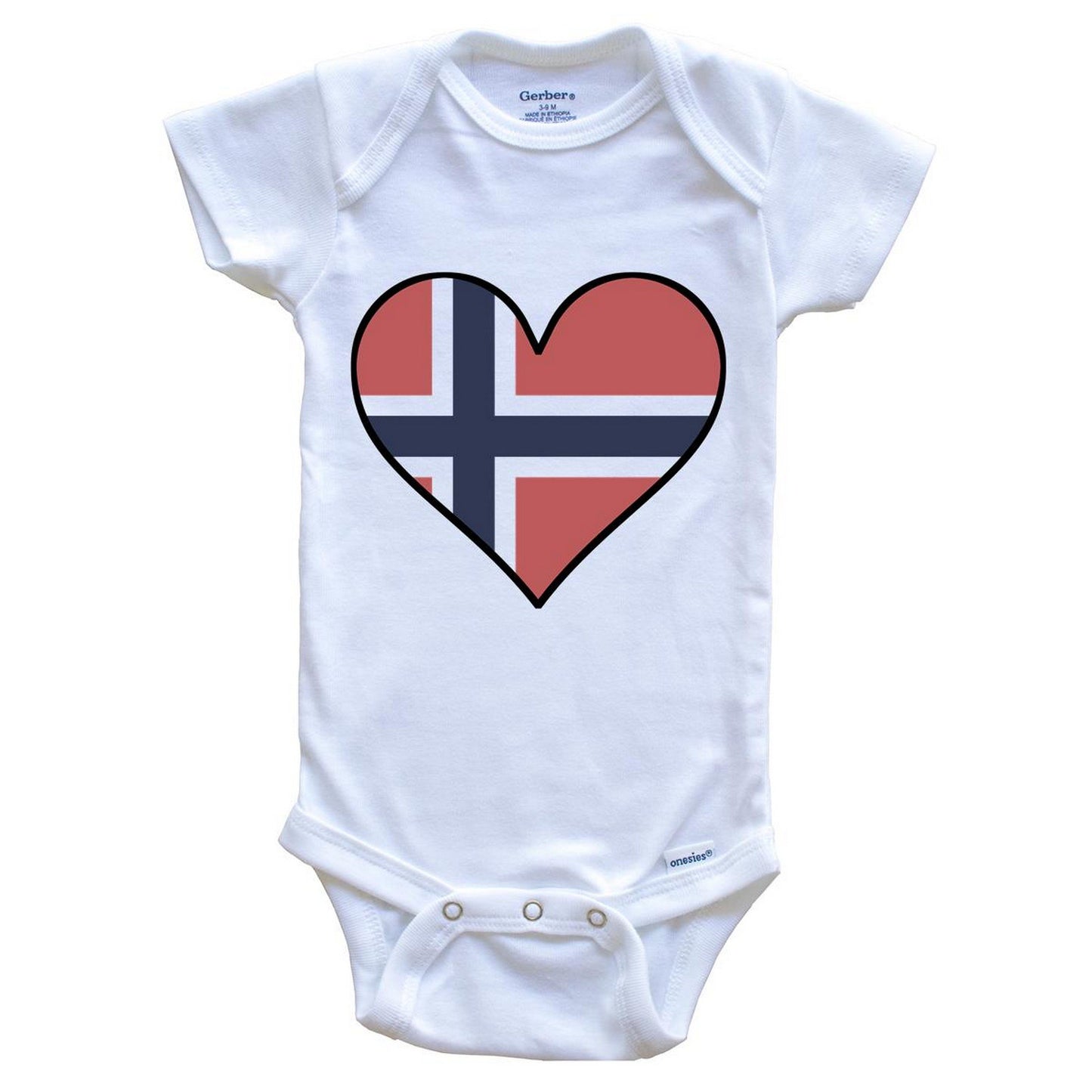 Norwegian Flag Onesie - Cute Norwegian Flag Heart - Norway Baby Bodysuit
