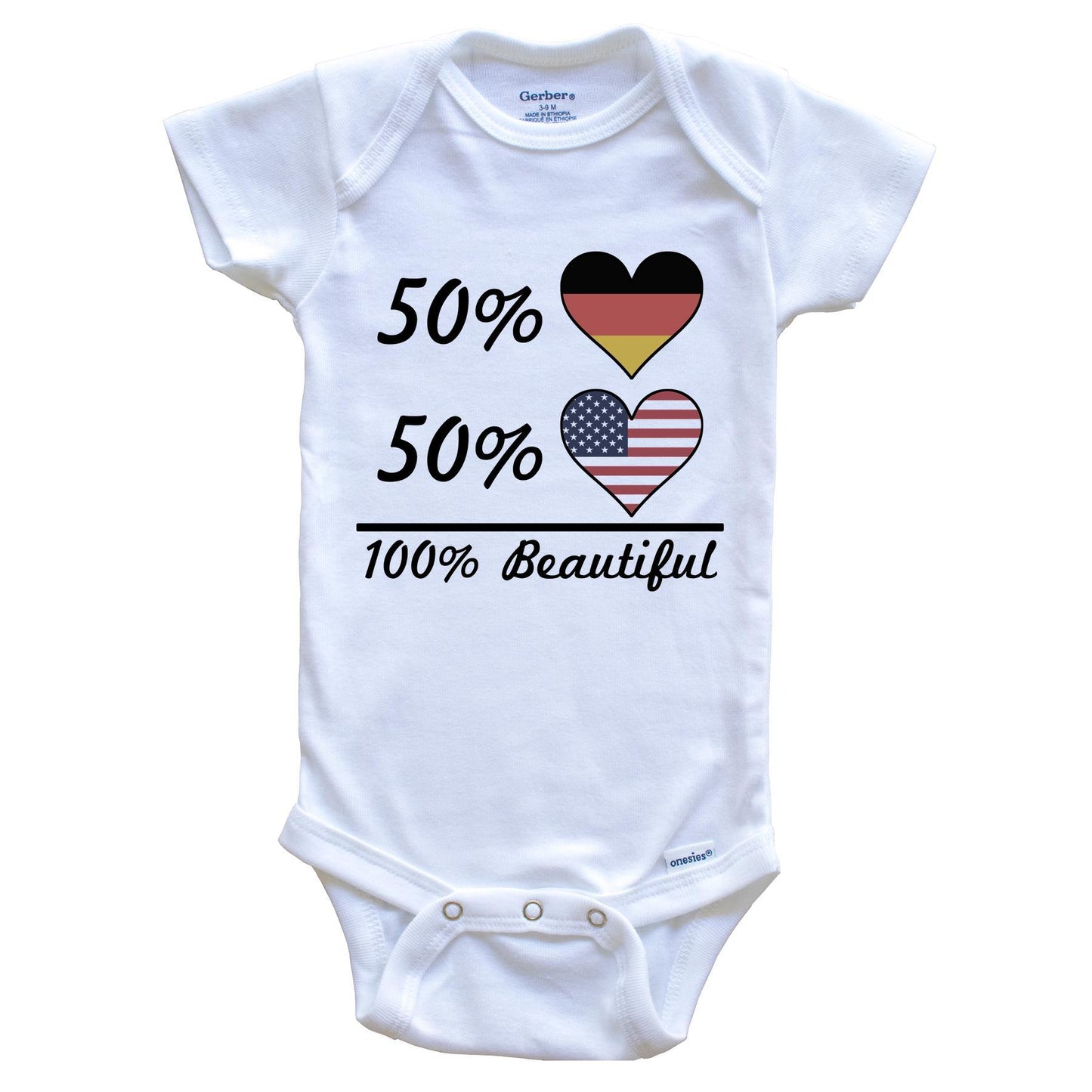 50% German 50% American 100% Beautiful Germany Flag Heart Baby Onesie