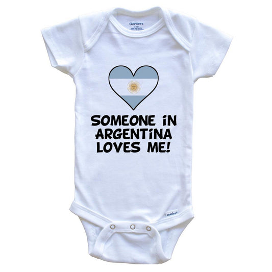 Someone In Argentina Loves Me Argentinian Flag Heart Baby Onesie