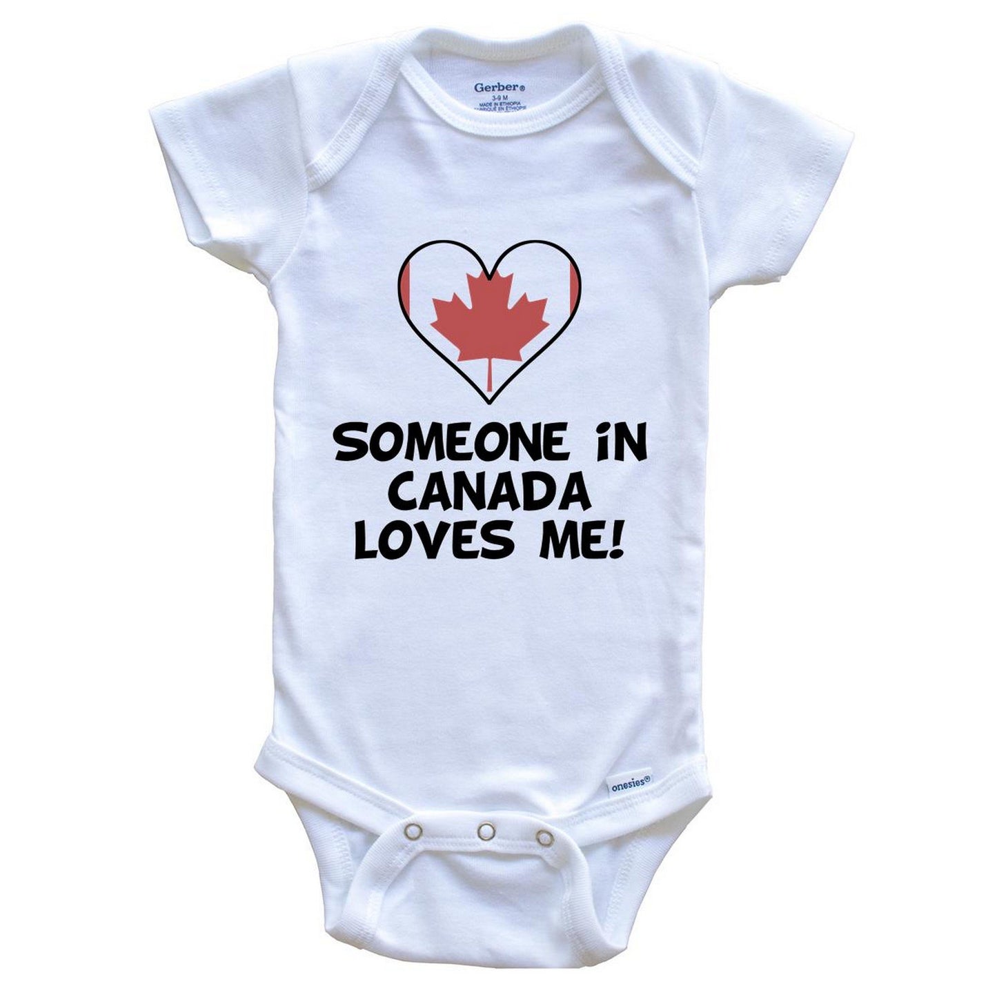 Someone In Canada Loves Me Canadian Flag Heart Baby Onesie