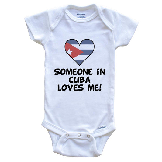 Someone In Cuba Loves Me Cuban Flag Heart Baby Onesie