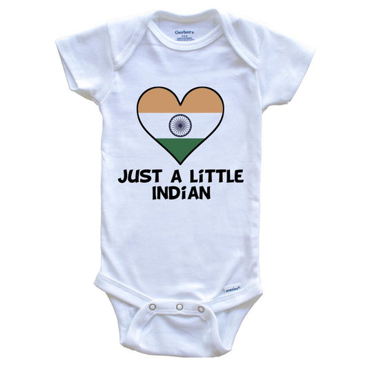 Just A Little Indian Onesie - Funny India Flag Baby Bodysuit