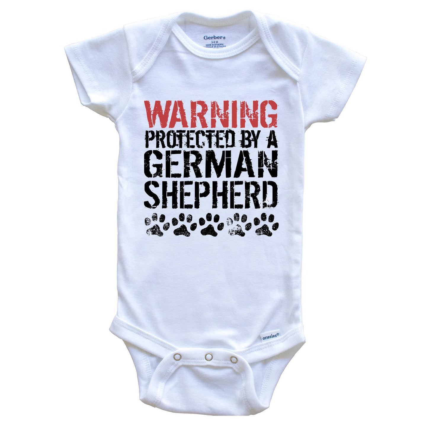Warning Protected By A German Shepherd Baby Onesie