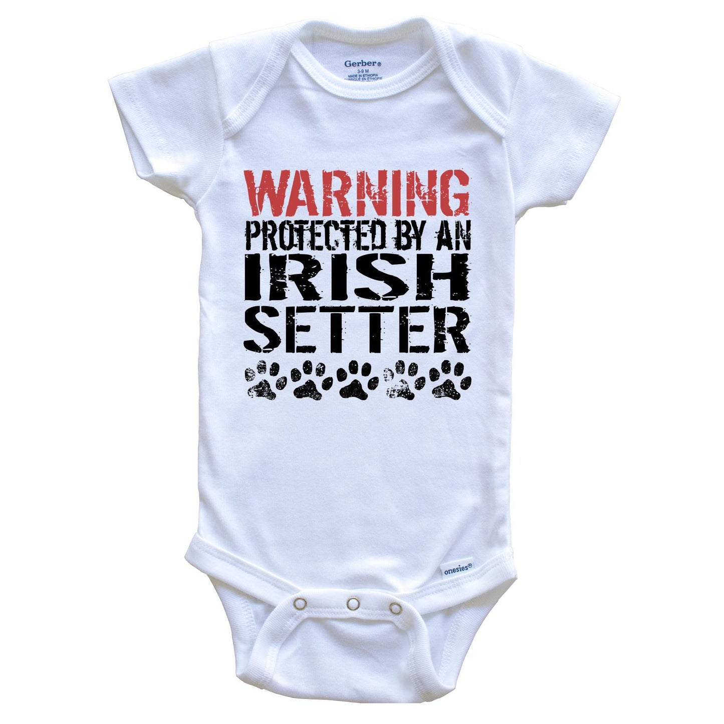 Warning Protected By An Irish Setter Baby Onesie