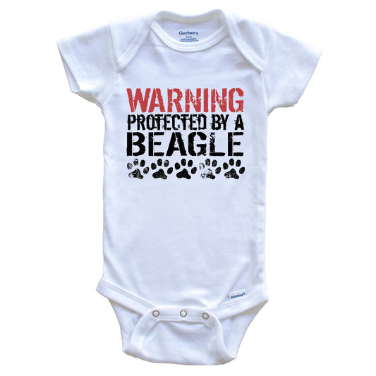 Warning Protected By A Beagle Baby Onesie