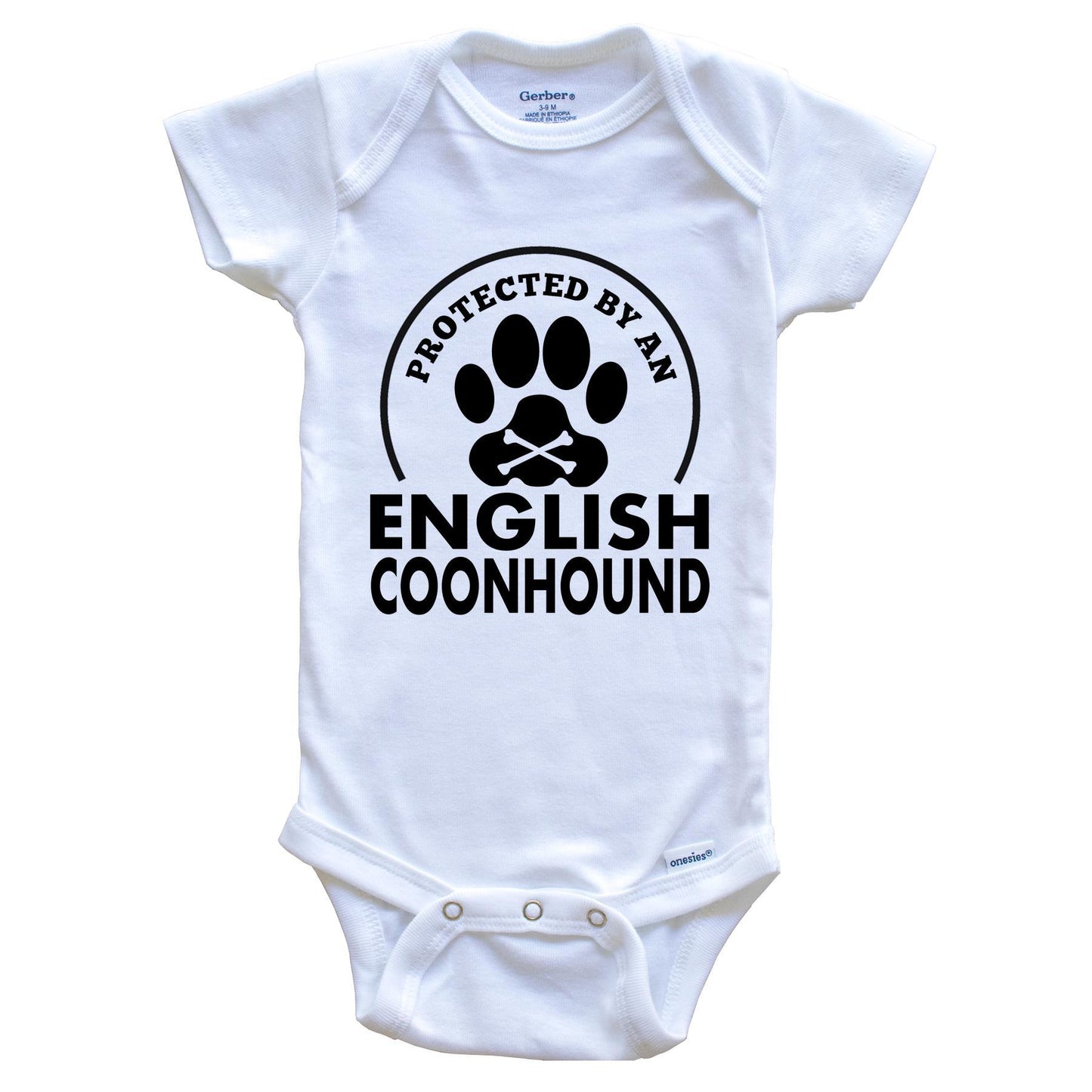 Protected By An English Coonhound Funny Baby Onesie
