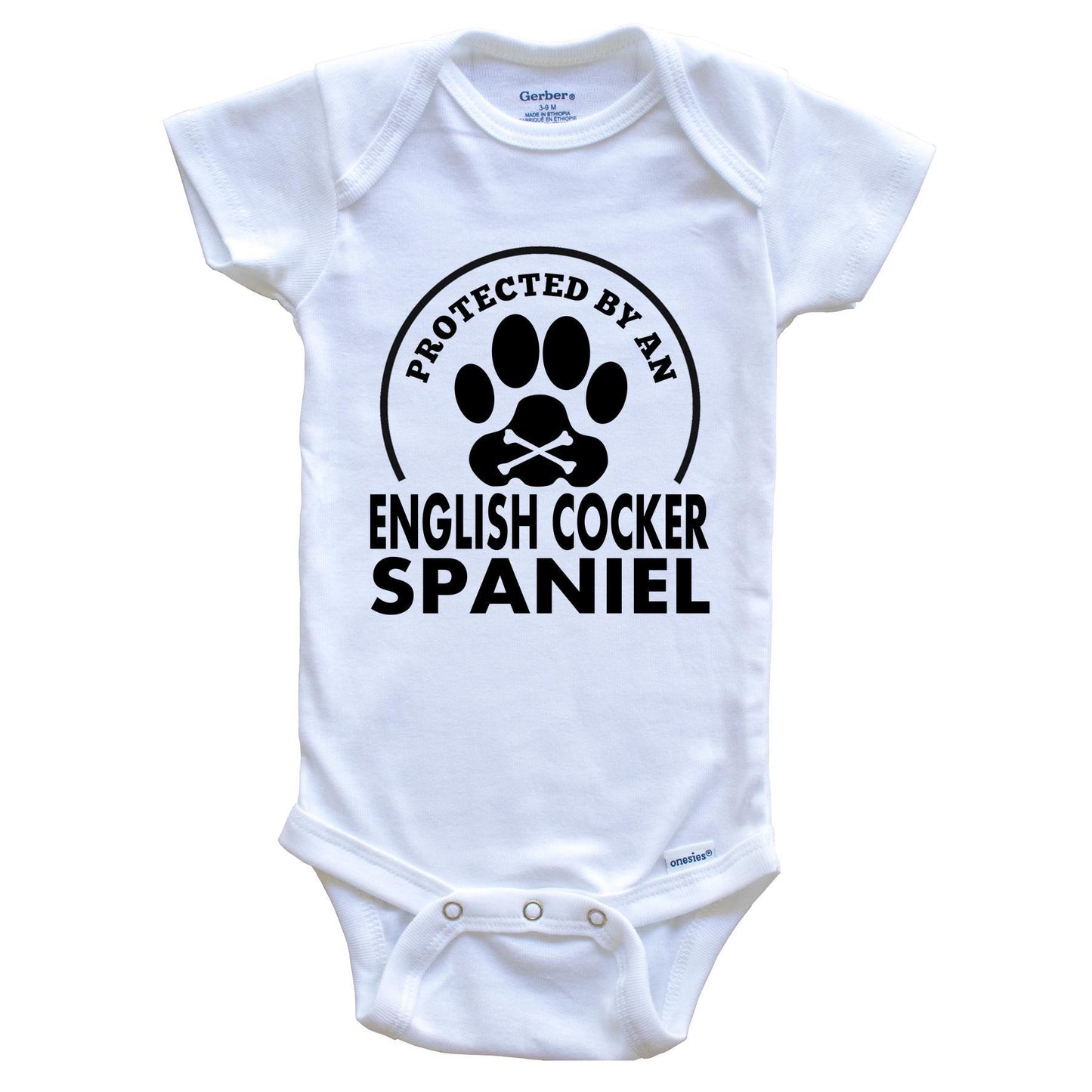 Protected By An English Cocker Spaniel Funny Baby Onesie