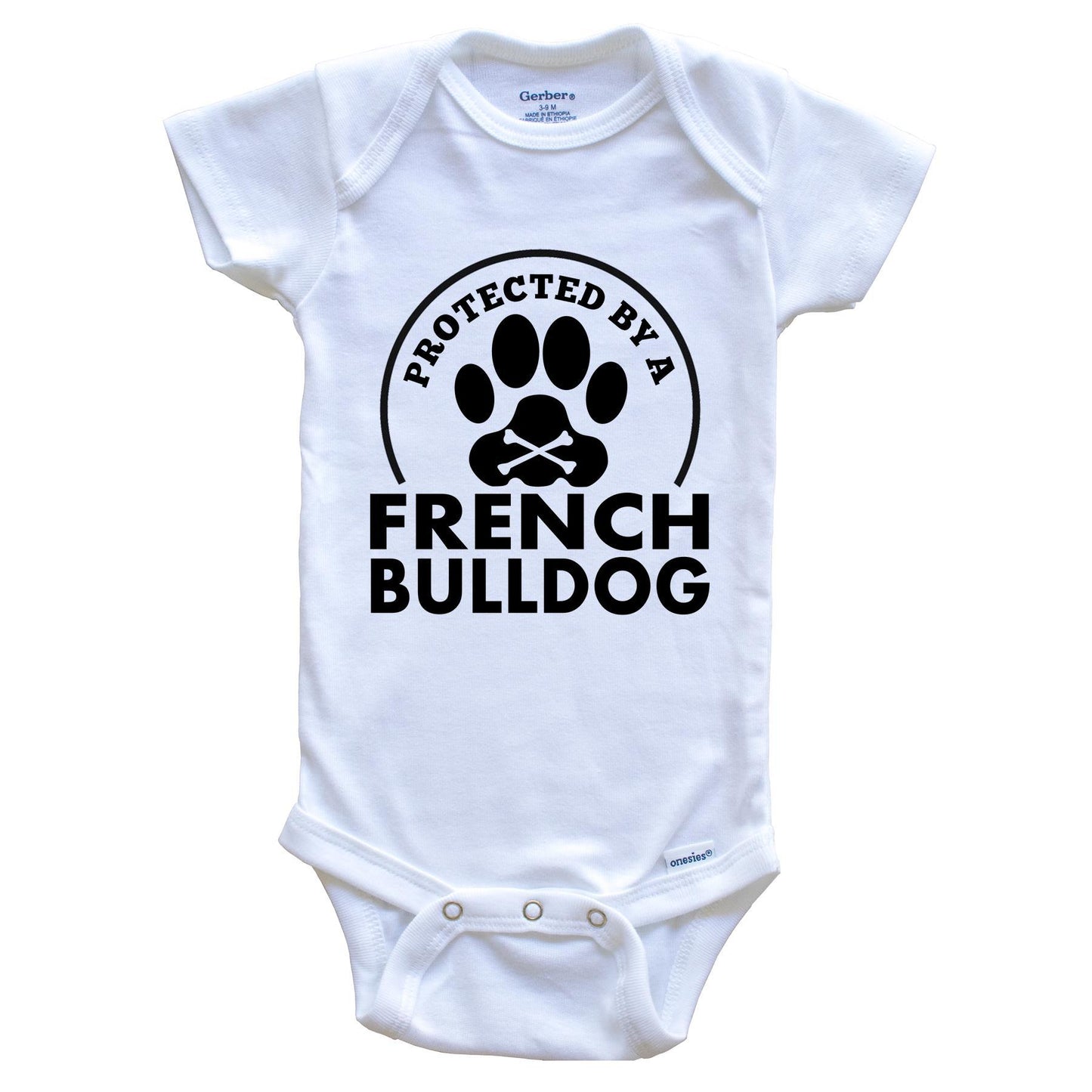 Protected By A French Bulldog Funny Baby Onesie