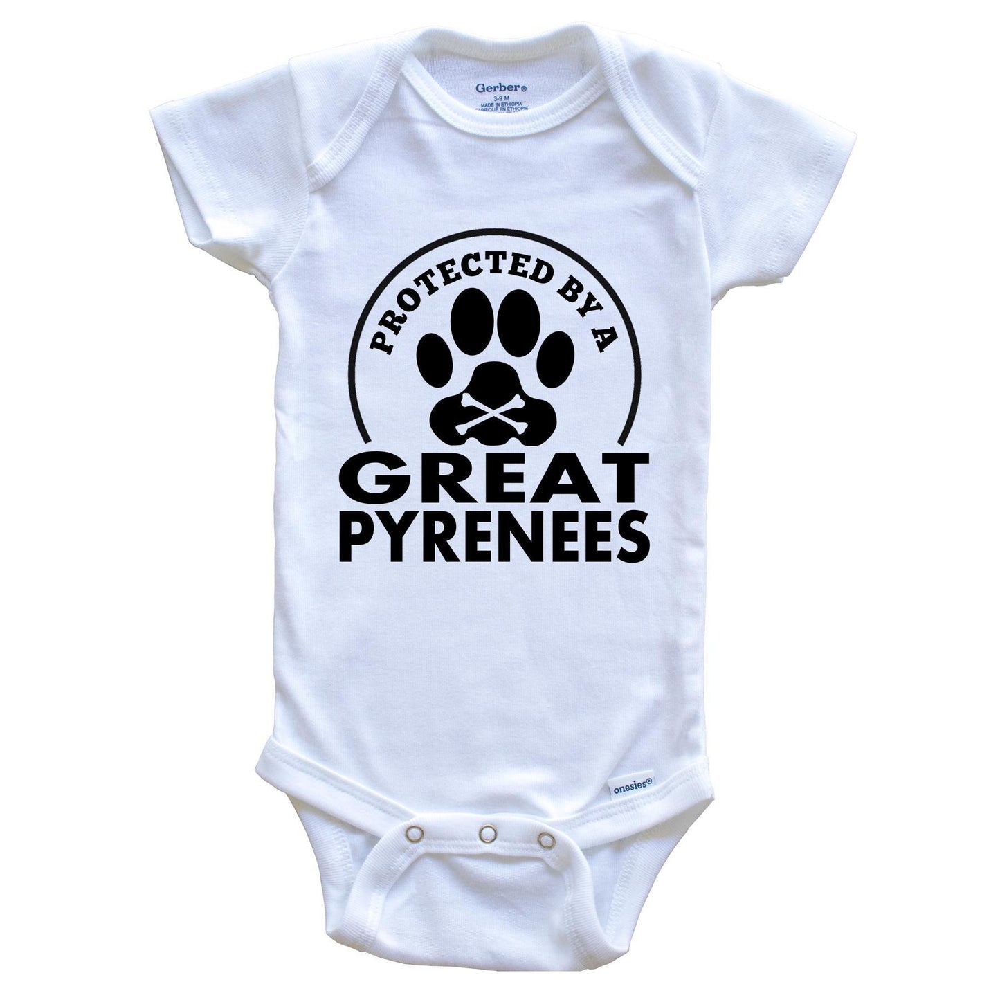 Protected By A Great Pyrenees Funny Baby Onesie