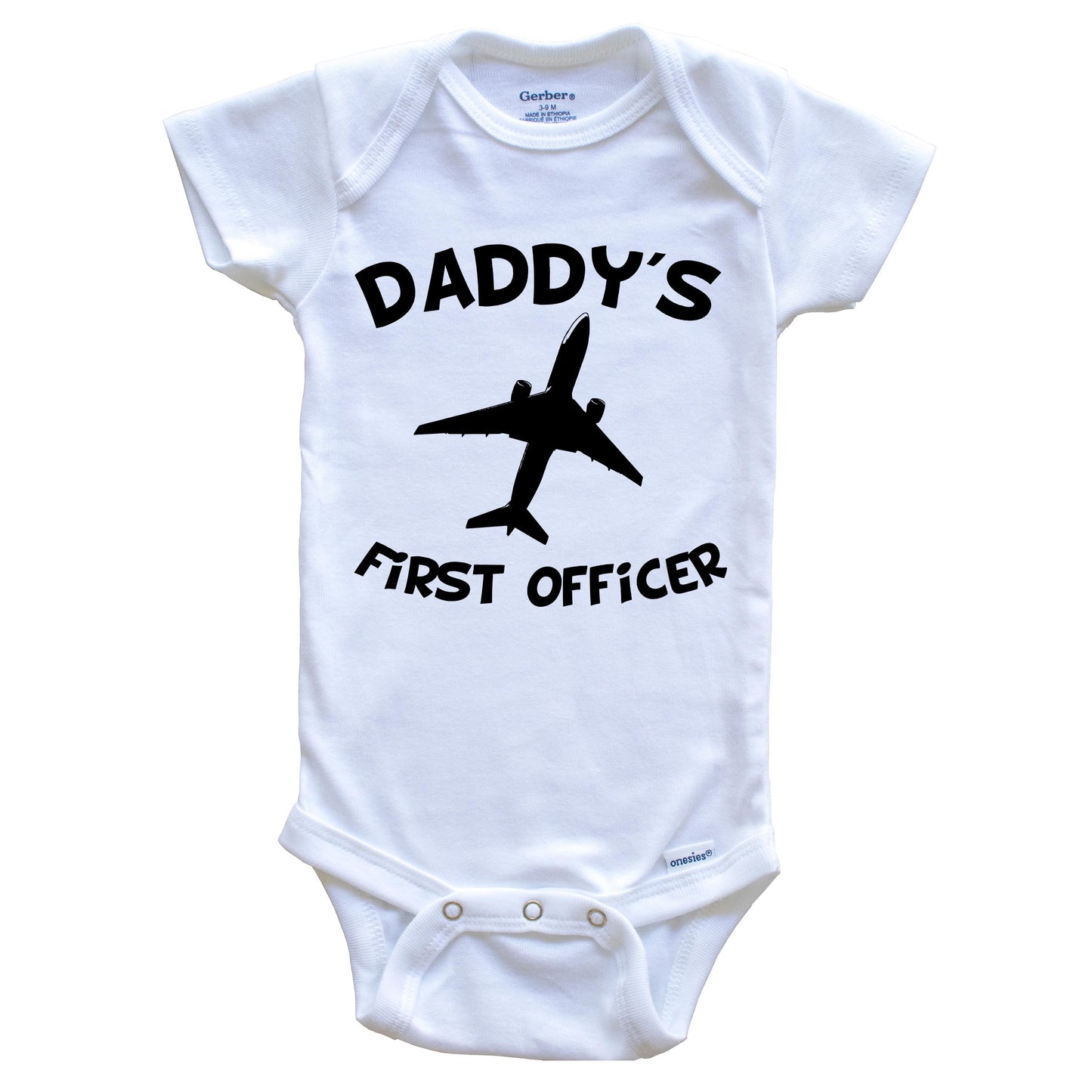 Daddy's First Officer Cute Airplane Baby Onesie