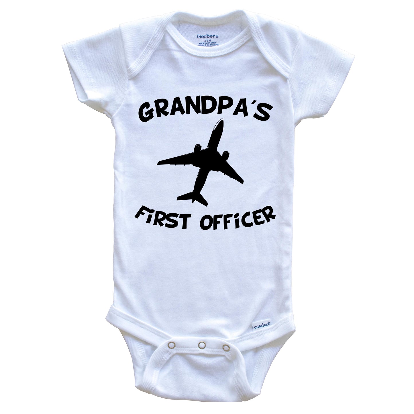 Grandpa's First Officer Cute Airplane Baby Onesie