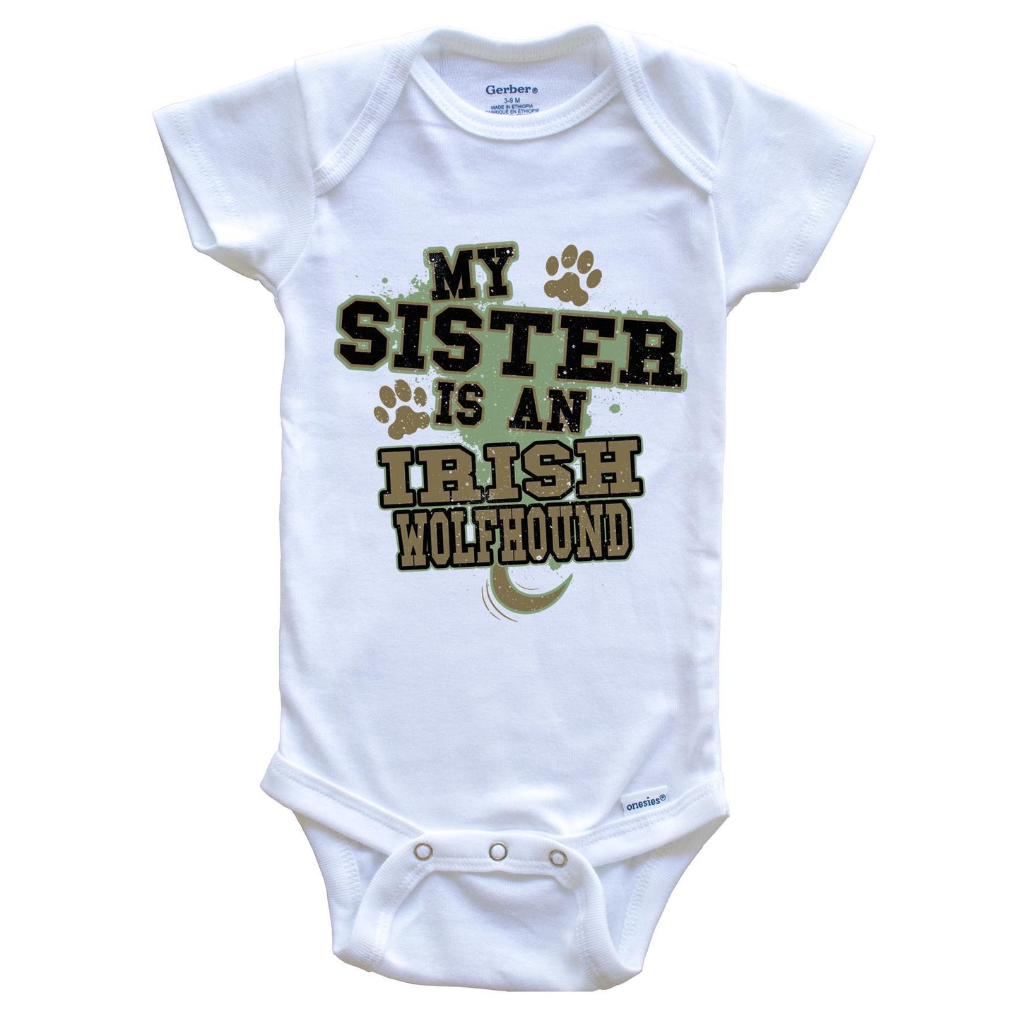 My Sister Is An Irish Wolfhound Funny Dog Baby Onesie