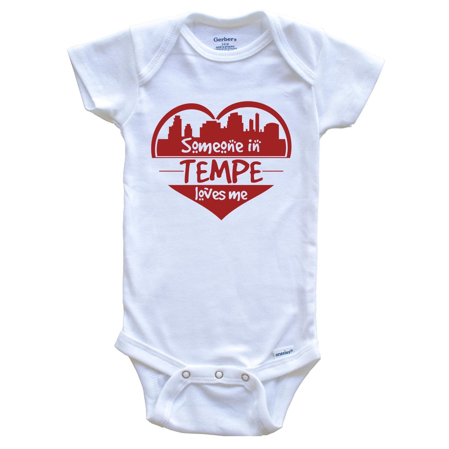 Someone in Tempe Loves Me Tempe Arizona Skyline Heart Baby Onesie