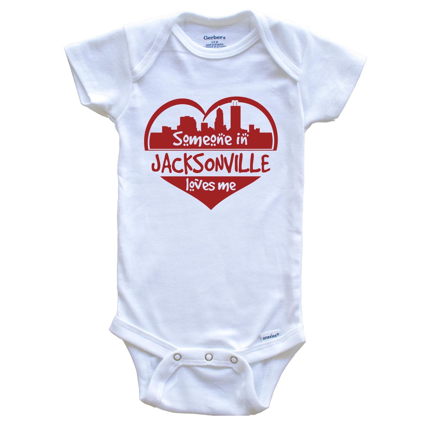 Someone in Jacksonville Loves Me Jacksonville Florida Skyline Heart Baby Onesie