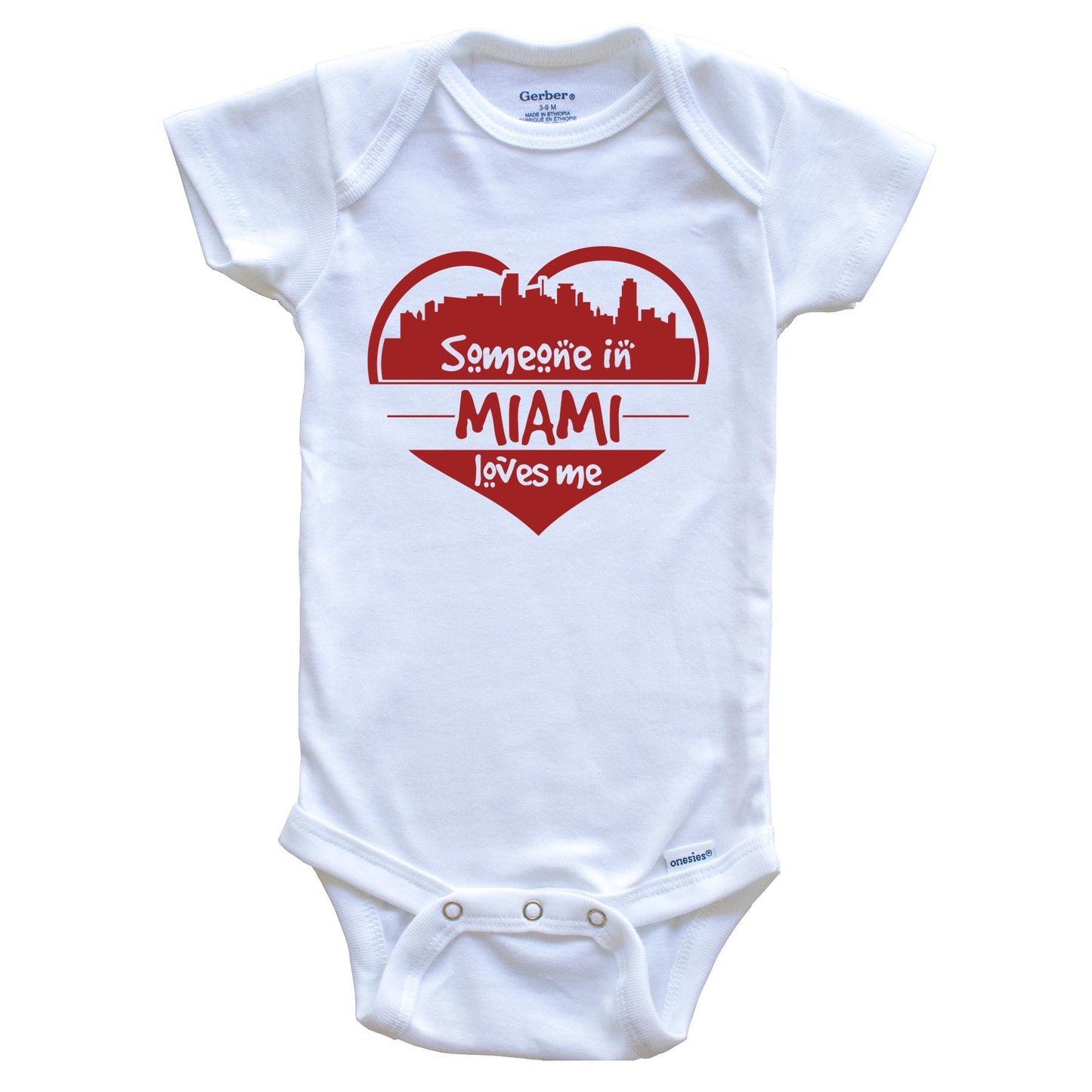 Someone in Miami Loves Me Miami Florida Skyline Heart Baby Onesie
