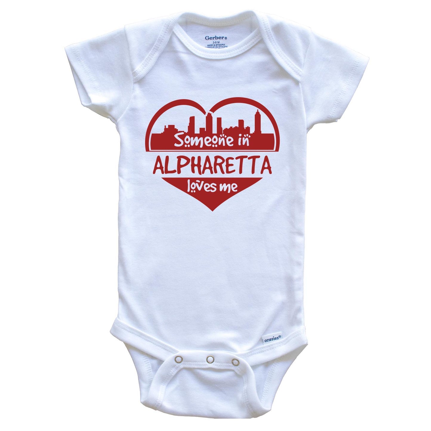 Someone in Alpharetta Loves Me Alpharetta Georgia Skyline Heart Baby Onesie