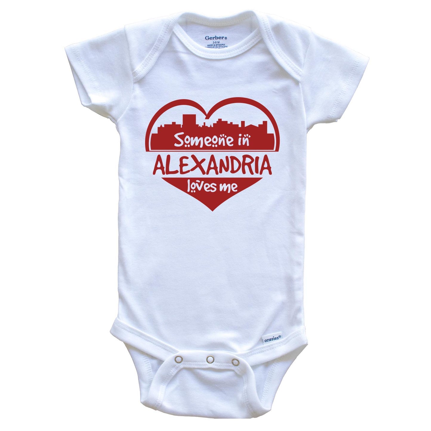 Someone in Alexandria Loves Me Alexandria Louisiana Skyline Heart Baby Onesie