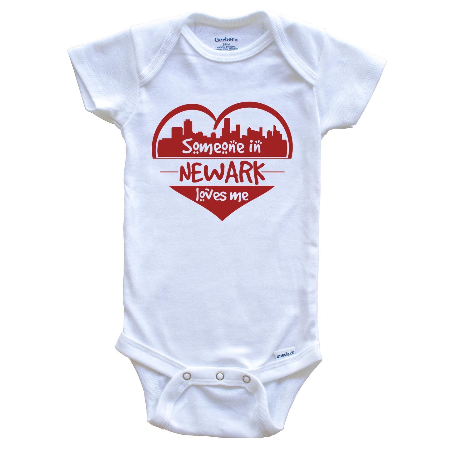 Someone in Newark Loves Me Newark New Jersey Skyline Heart Baby Onesie