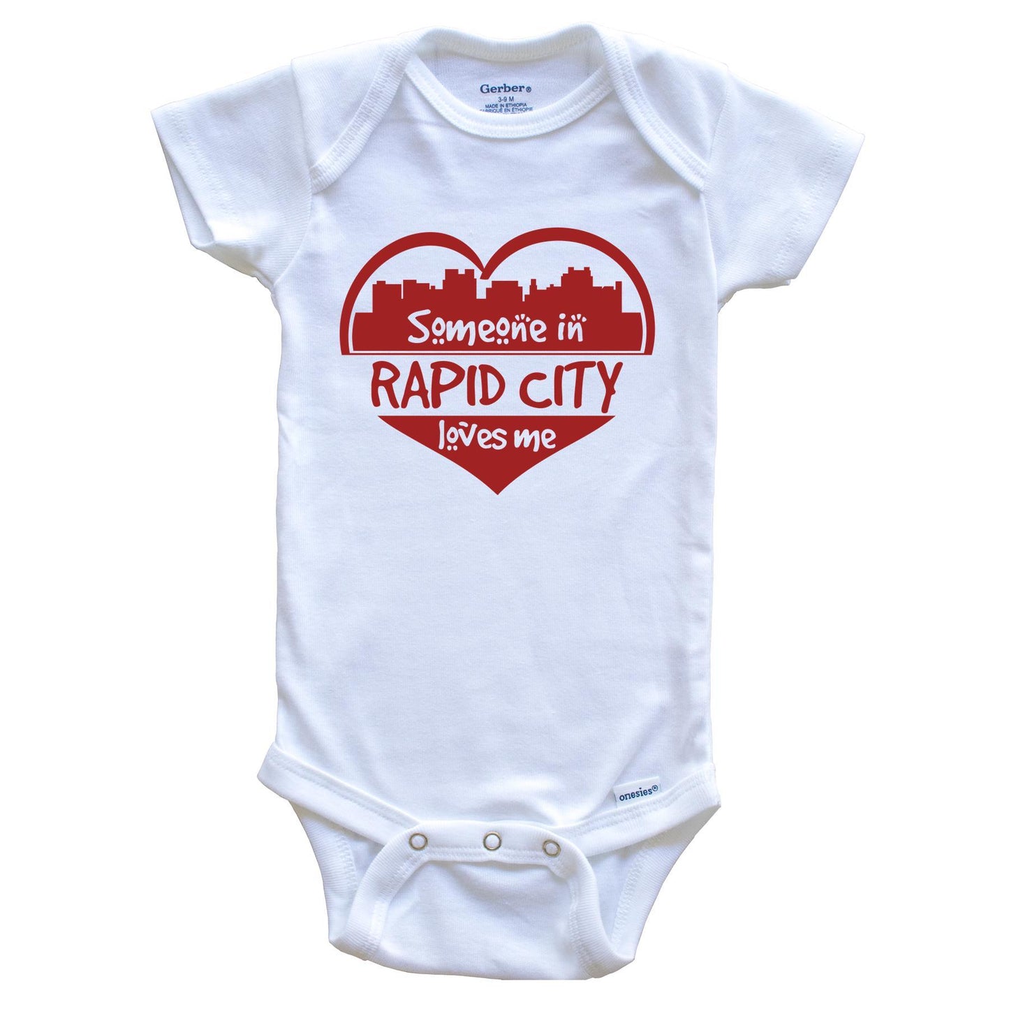 Someone in Rapid City Loves Me Rapid City South Dakota Skyline Heart Baby Onesie