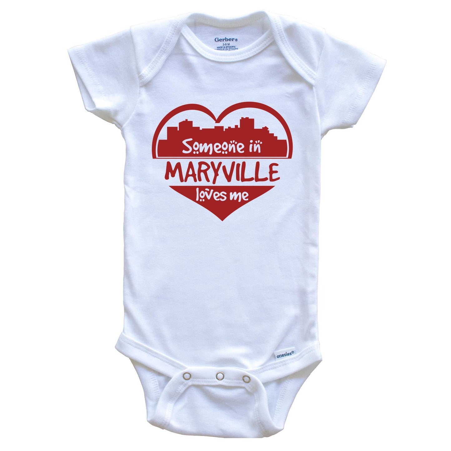 Someone in Maryville Loves Me Maryville Tennessee Skyline Heart Baby Onesie