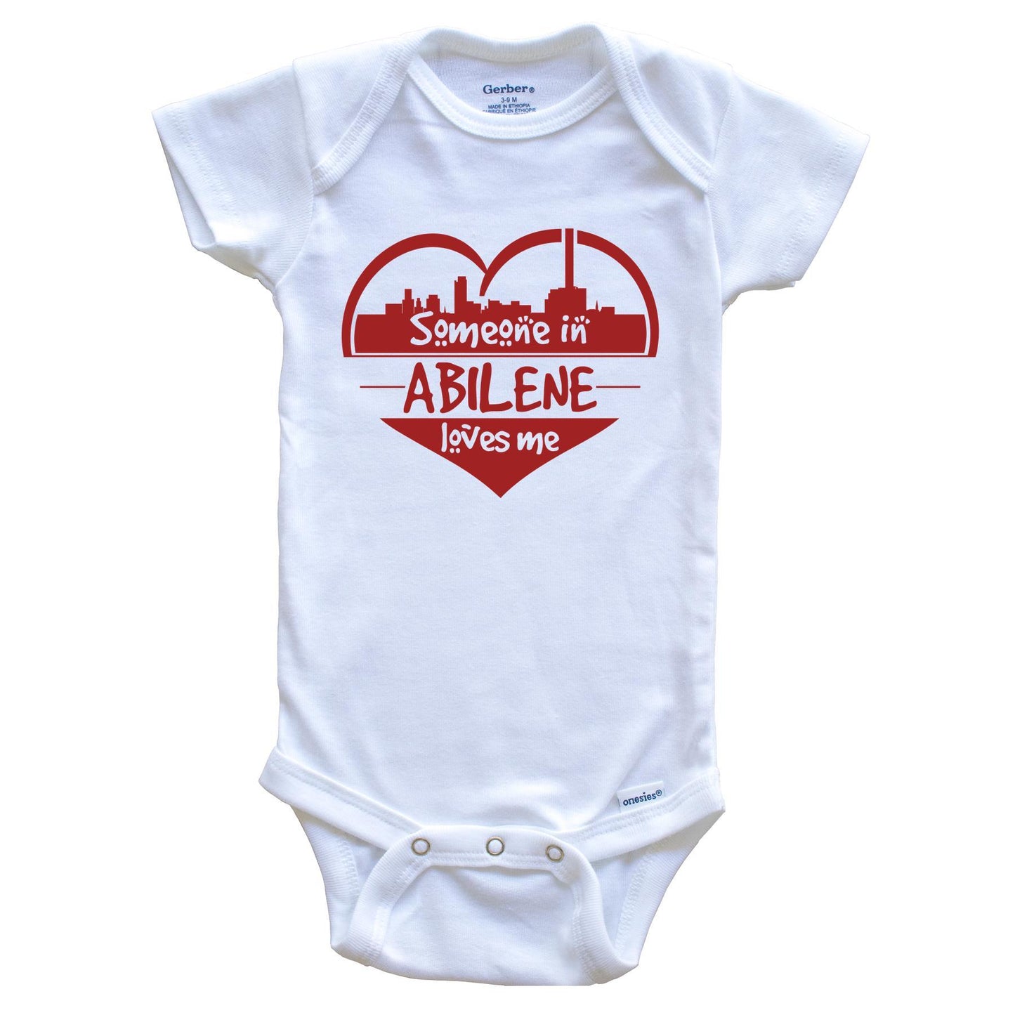 Someone in Abilene Loves Me Abilene Texas Skyline Heart Baby Onesie