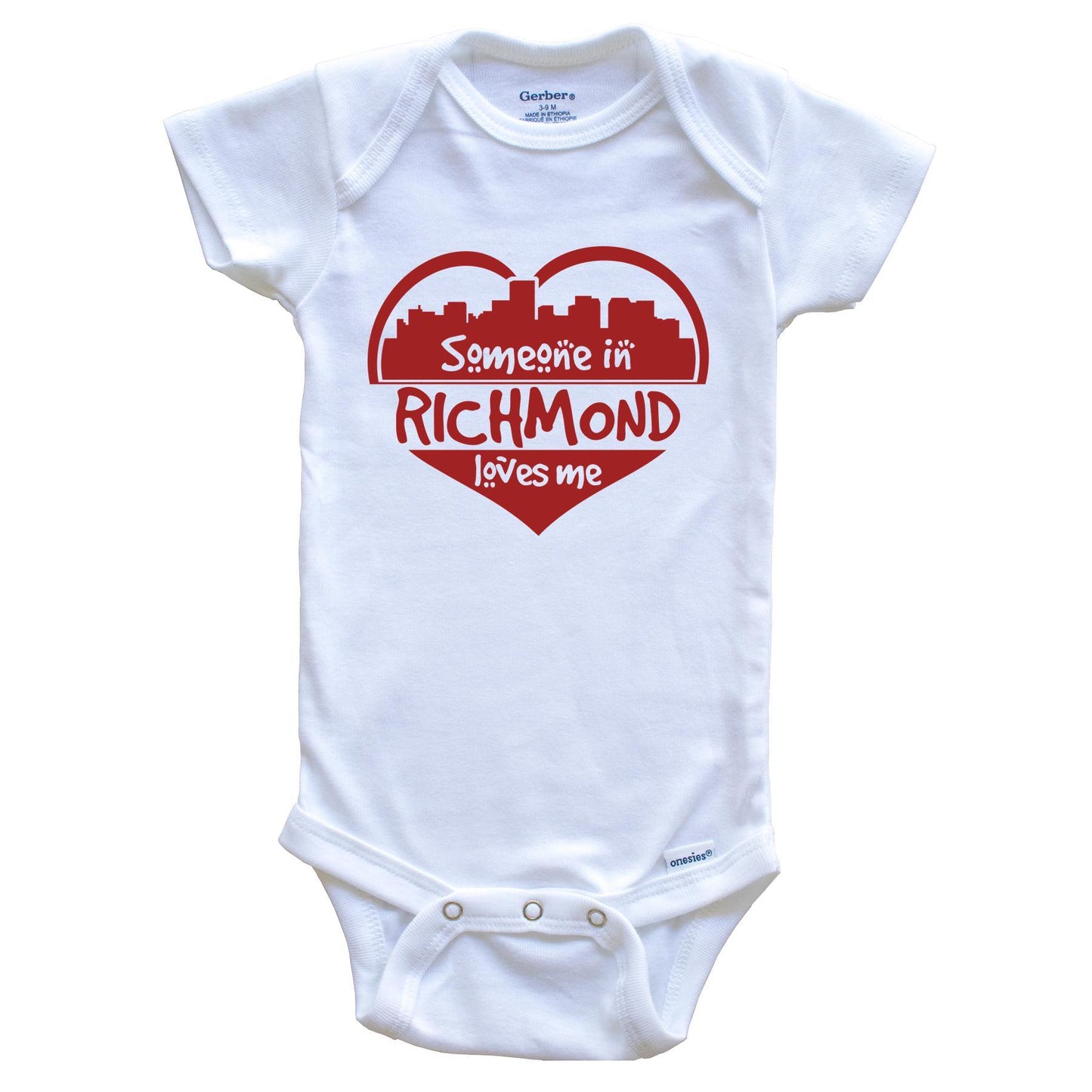 Someone in Richmond Loves Me Richmond Virginia Skyline Heart Baby Onesie