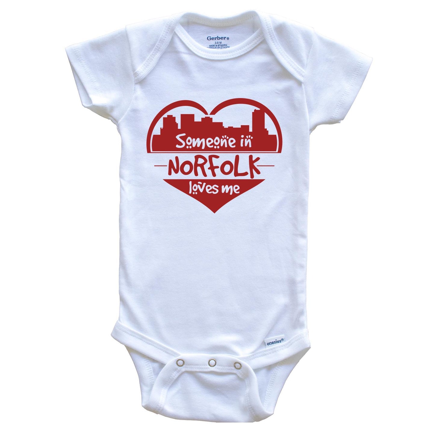Someone in Norfolk Loves Me Norfolk Virginia Skyline Heart Baby Onesie