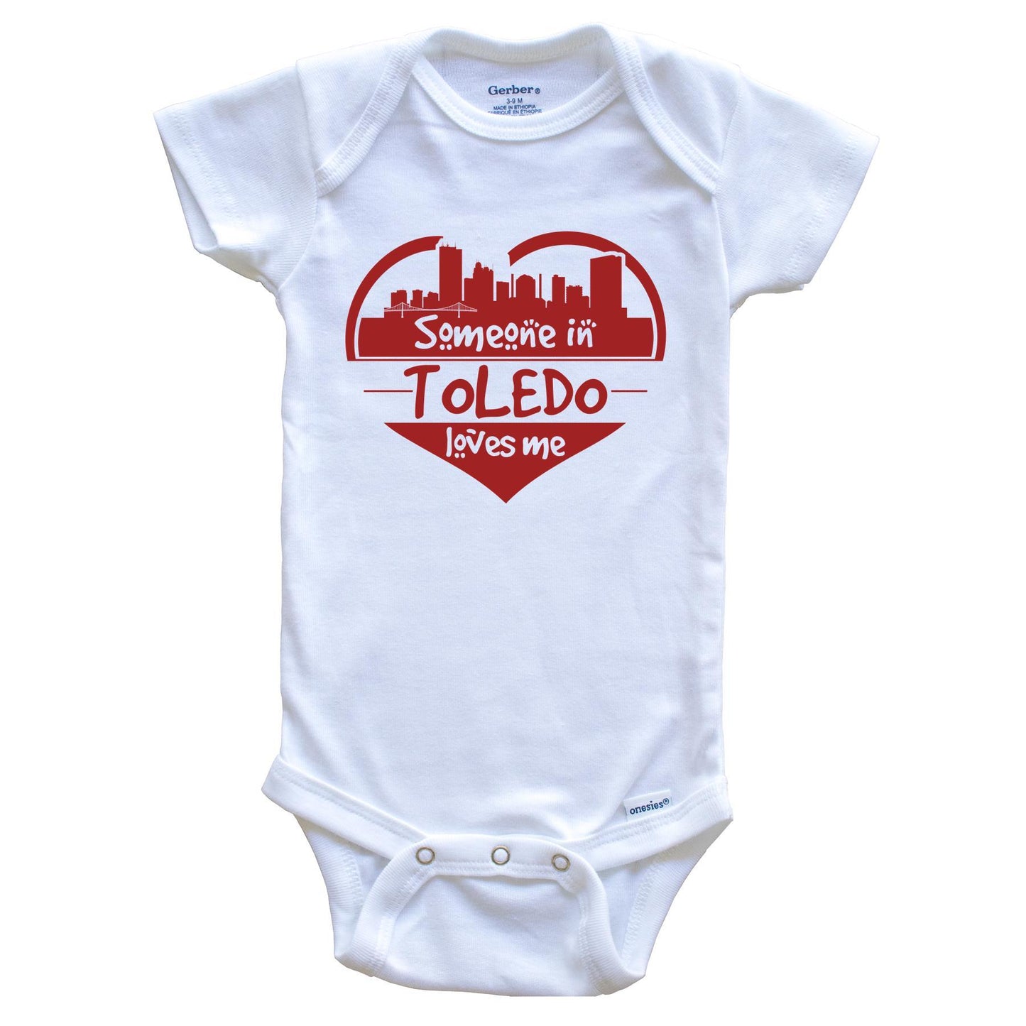 Someone in Toledo Loves Me Toledo Ohio Skyline Heart Baby Onesie