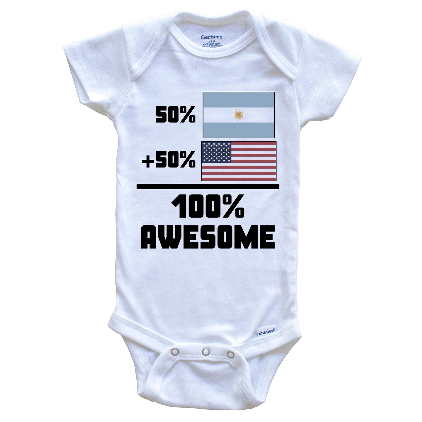 50% Argentinian 50% American 100% Awesome Funny Flag Baby Onesie