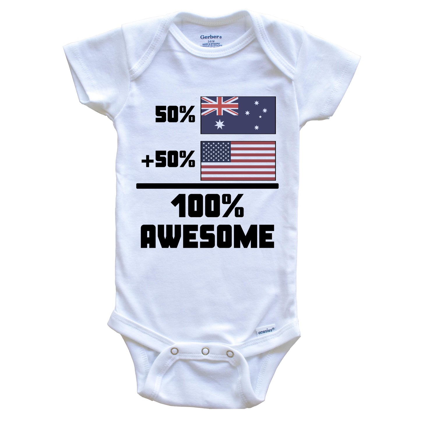 50% Australian 50% American 100% Awesome Funny Flag Baby Onesie