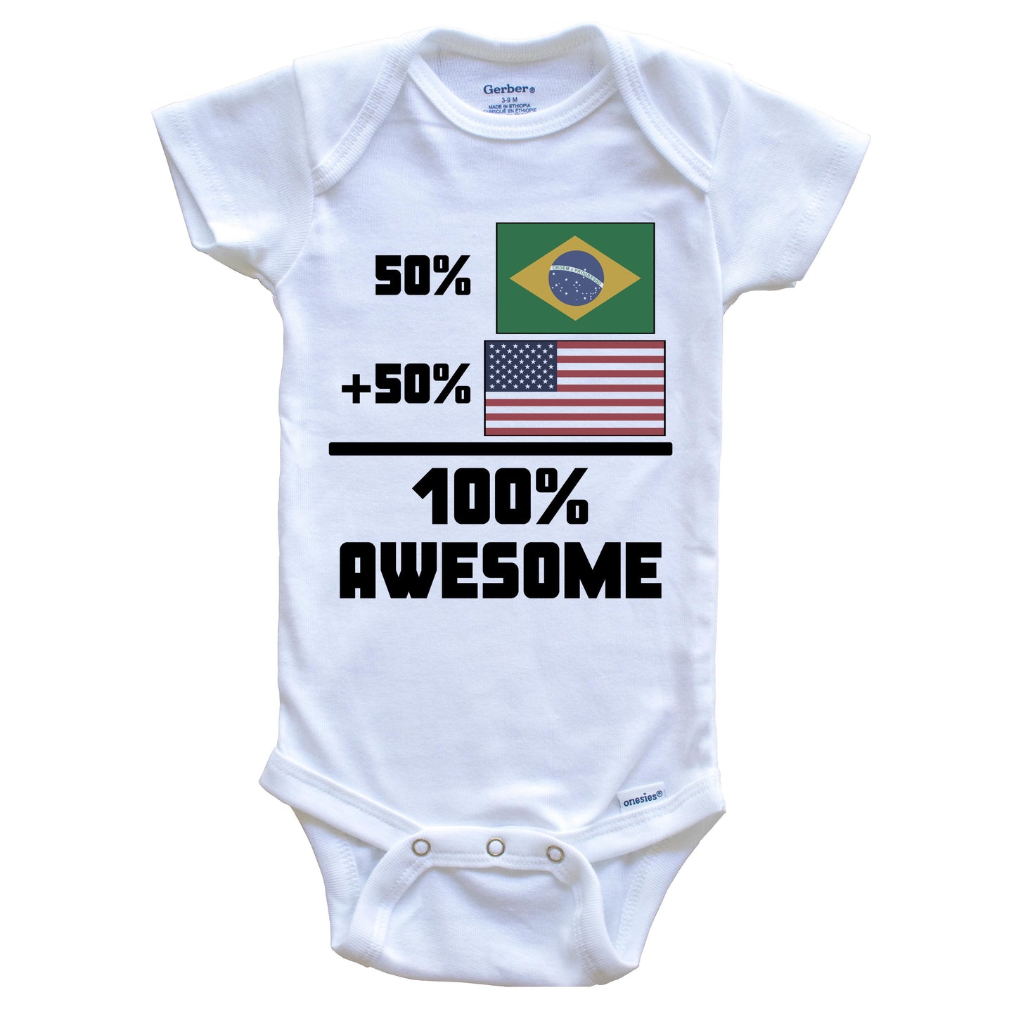 50% Brazilian 50% American 100% Awesome Funny Flag Baby Onesie