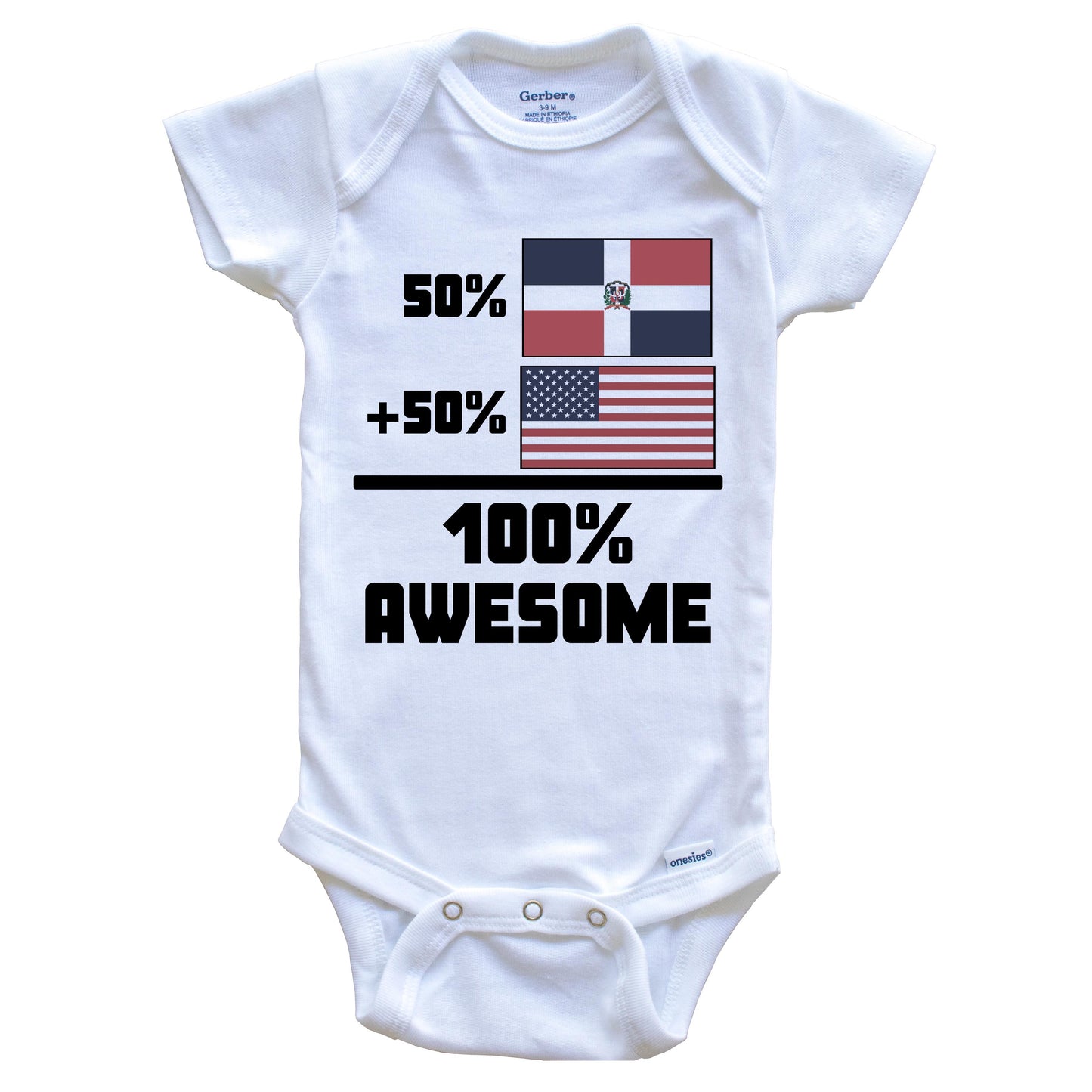 50% Dominican 50% American 100% Awesome Funny Flag Baby Onesie