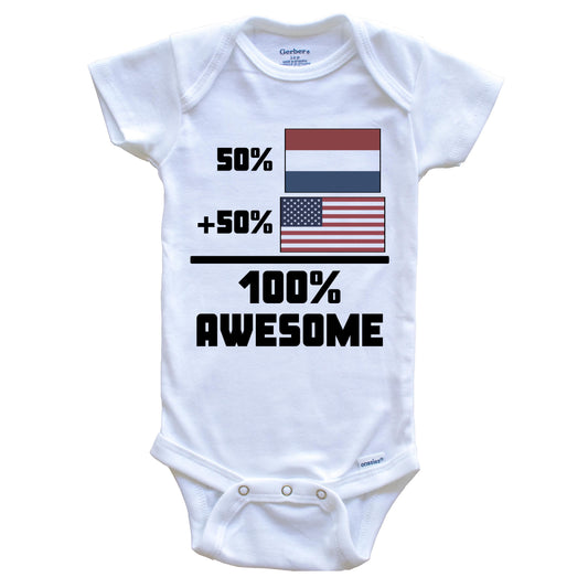 50% Dutch 50% American 100% Awesome Funny Flag Baby Onesie