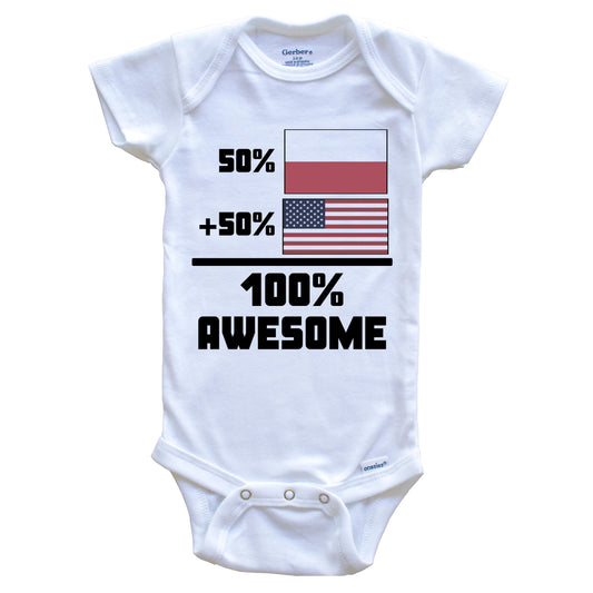 50% Polish 50% American 100% Awesome Funny Flag Baby Onesie