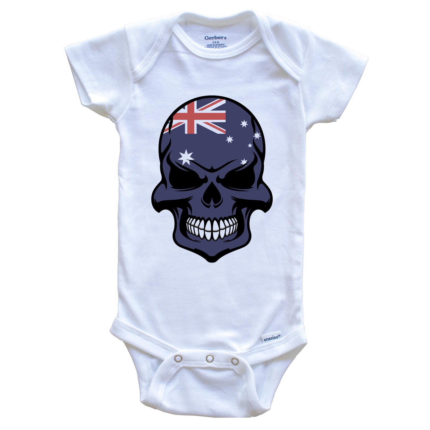 Australian Flag Skull Cool Australia Skull Baby Onesie