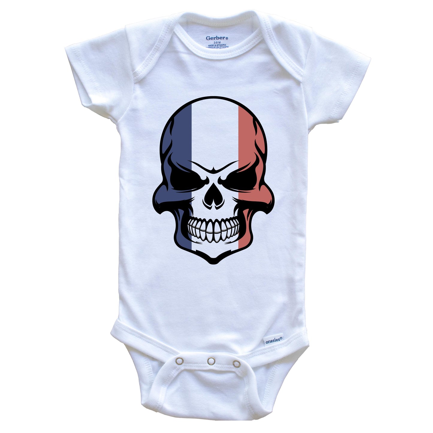 French Flag Skull Cool France Skull Baby Onesie