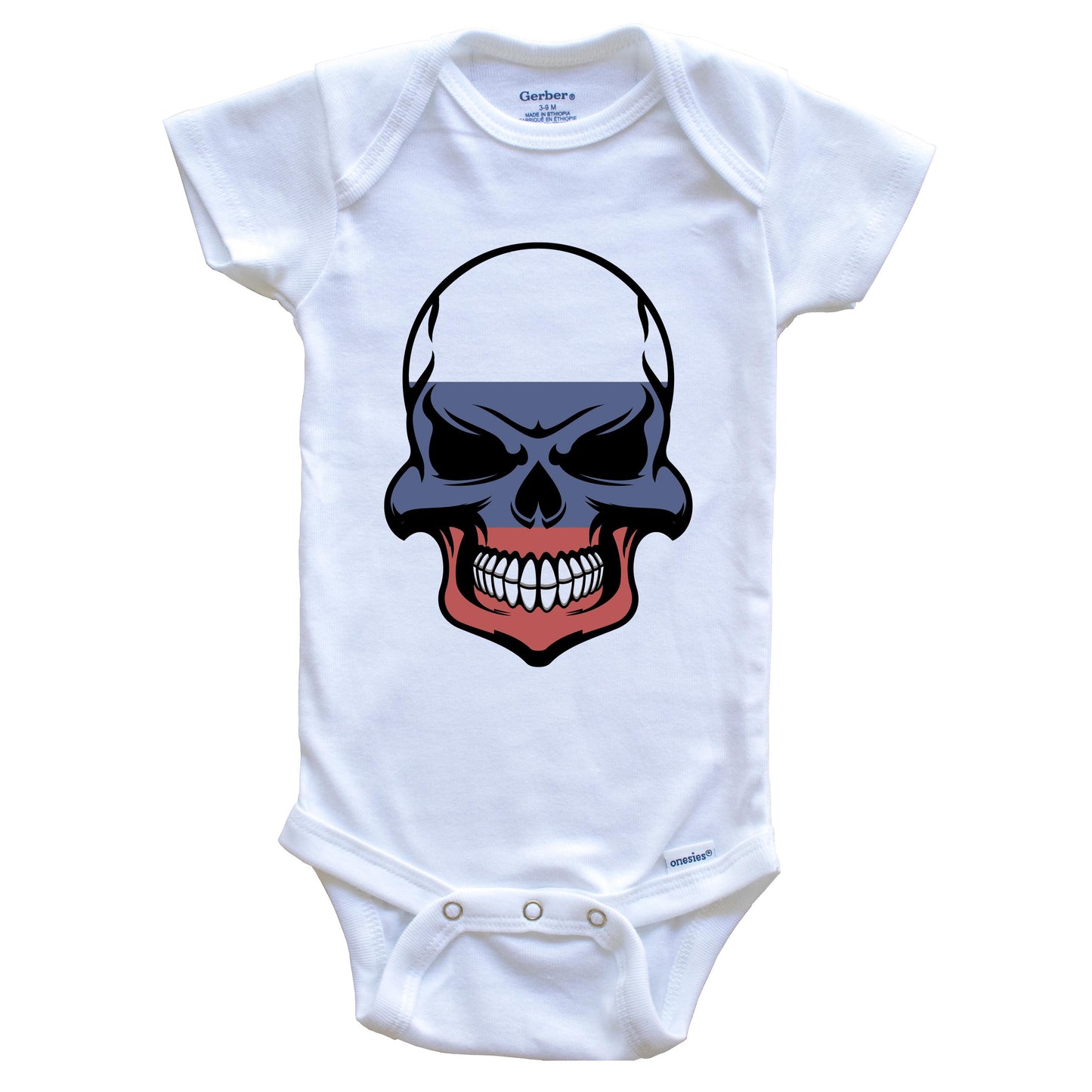 Russian Flag Skull Cool Russia Skull Baby Onesie