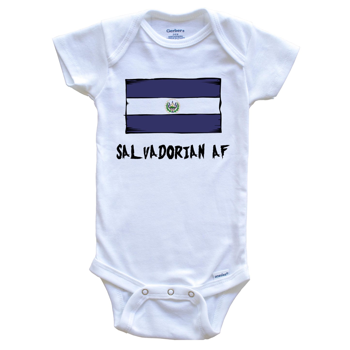 El Salvadorian AF Funny El Salvador Flag Baby Onesie