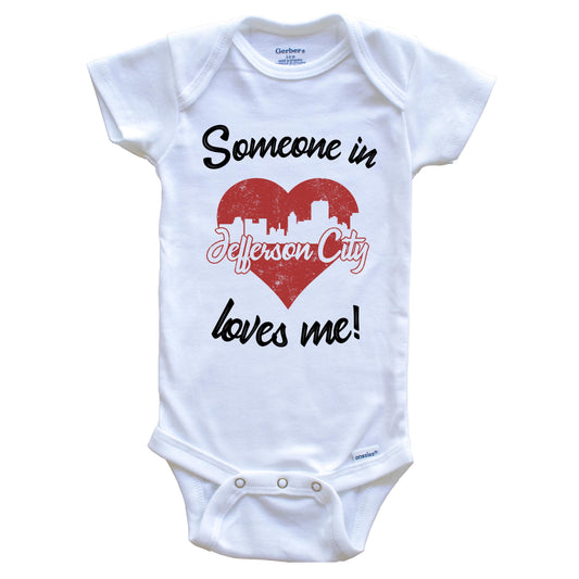 Someone In Jefferson City Loves Me Red Heart Skyline Baby Onesie